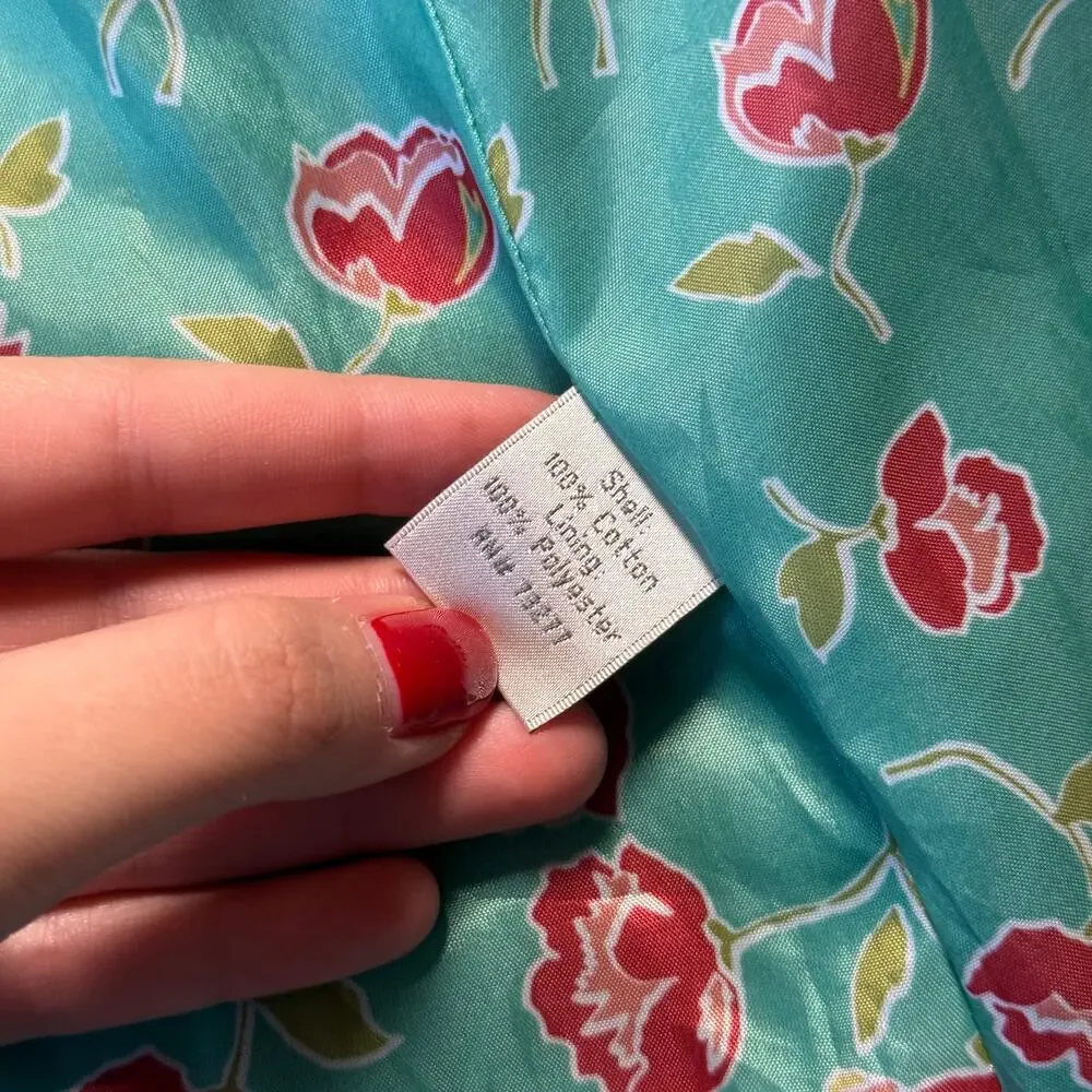 LC Lauren Conrad Seafoam Green Trench Coat Floral Lining Size 4 - Picture 12 of 14